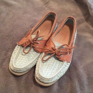 Teal mint woven Sperry Top Sider size 9M